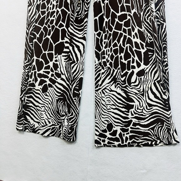 Bisou Bisou Jumpsuit 14 Wide Leg Brown Animal Print Stretchy Strapless Tube Top - Picture 3 of 8